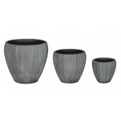 Set 3 ghivece flori ceramica gri 30x28 cm, 41x38 cm, 55x50 cm