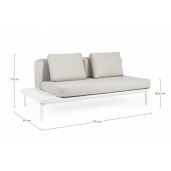Canapea aluminiu alb textil bej Matrix 174x99x73 cm
