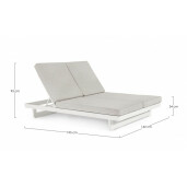 Sezlong aluminiu alb perne bej Infinity 142x195x95 cm