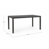 Masa aluminiu gri antracit Hilde 150x80x75 cm