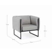 Fotoliu aluminiu textil gri Pixel 76x74x72 cm