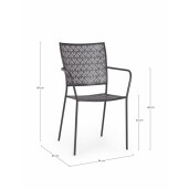 Set 4 scaune fier gri antracit Lizette 54x55x89 cm