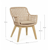 Set 2 scaune lemn maro textil crem Madison 46x46x82 cm