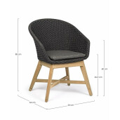 Set 2 scaune lemn maro textil gri antracit Coachella 64x64x85 cm