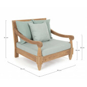 Fotoliu lemn maro textil verde fistic Bali 90x90x81 cm