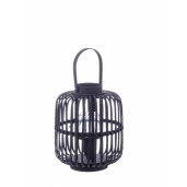 Set 4 felinare bambus negru Brielle 24x29 cm