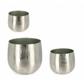 Set 3 vaze flori aluminiu argintiu Chisel 17x14.5 cm, 20x17.5 cm, 29x25 cm