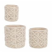 Set 3 cosuri macrame ivoire Charan 20x20 cm, 25x25 cm, 30x30 cm