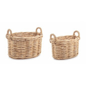 Set 2 cosuri depozitare ratan natur Malang 50x40x30 cm, 59x46x35 cm