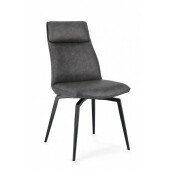 Set 2 scaune otel piele ecologica gri antracit Lawrence 48x64x92 cm