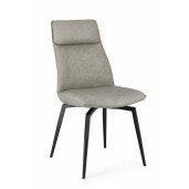 Set 2 scaune otel gri antracit piele ecologica bej Lawrence 48x64x92 cm