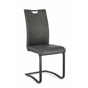 Set 4 scaune otel piele ecologica gri antracit Kenneth 42x56x102 cm