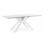 Masa otel alb ceramica marmorata Sean 180x90x76 cm