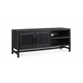 Comoda TV 2 usi lemn mango gri antracit Weston 130x40x55 cm
