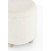 Taburet textil alb lemn maro Zena 36x39.5 cm