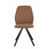 Set 4 scaune fier negru imitatie piele maro Maxwell 44x62x88 cm