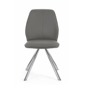 Set 4 scaune otel piele ecologica gri Maxwell 44x62x88 cm