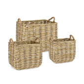 Set 3 cosuri poliratan natur Julen 38x30x34h; 47x40x39h; 56x50x44h