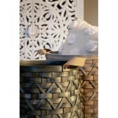 Set 3 cosuri depozitare lemn verde maro Lisette Ø31x36h; ø41x39h; ø48x41h