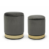 Set 2 tabureti velur gri Milena 31.5x40 cm; 36x44 cm