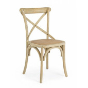 Scaun din lemn de ulm cu sezut din rattan maro Cross 50.5x52x87x46 cm