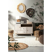 Decoratiune de perete din lemn negru si natur Lenwood Ø 50 - 55 cm x 5 cm
