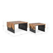 Set 2 masute lemn metal Grenada 60x60x38 cm, 80x80x45 cm