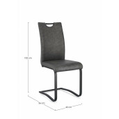 Set 4 scaune otel piele ecologica gri antracit Kenneth 42x56x102 cm