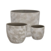Set 3 ghivece flori teracota gri Hector Ø20x17,5h; ø30x25h; ø40x32,5h