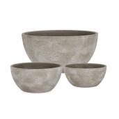 Set 3 ghivece flori teracota gri Hector Ø23x10,5h; ø28x13h; ø40x19h