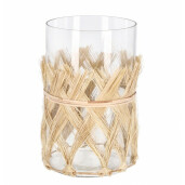 Set 3 vaze sticla rattan 12x19 cm