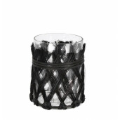 Vaza sticla ratan negru 10x14 cm