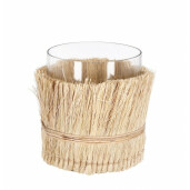 Vaza flori sticla ratan natur Zhob 12x15 cm