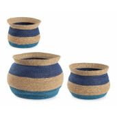 Set 3 cosuri iarba mare natur albastru 25x20 cm; 30x25 cm; 39x34 cm