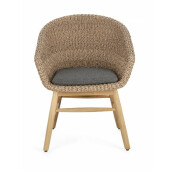 Set 2 scaune natur gri Abaca 62x57x84 cm
