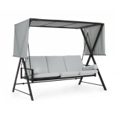 Leagan gradina otel negru textil gri Pompei 223x128x182 cm
