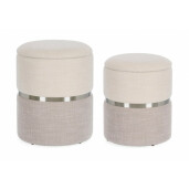 Set 2 tabureti textil alb gri Radinka 31.5x38 cm, 36x44 cm