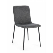 Set 4 scaune otel negru textil gri inchis Rinas 44x56x81 cm