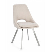 Set 2 scaune otel argintiu textil bej Kashar 45x49.5x85 cm