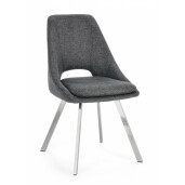 Set 2 scaune otel argintiu textil gri antracit Kashar 45x49.5x85 cm