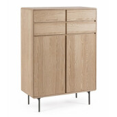 Comoda 2 usi 4 sertare mdf natur Widald 90x40x130.5 cm