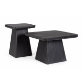 Set 2 masute lemn mango negru Fuji 60x60x40 cm, 40x40x50 cm