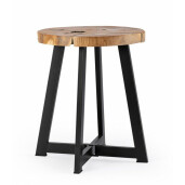 Masuta lemn natur otel negru Elwood 40x45 cm