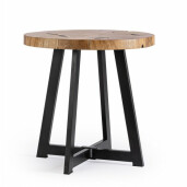 Masuta lemn natur otel negru Elwood 50x50 cm