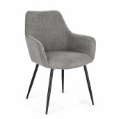 Set 2 scaune otel negru textil gri Cora 58x63x85.5 cm