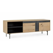 Comoda TV 2 usi mdf natur negru Stanwood 160x40x57 cm