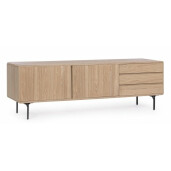 Comoda TV 2 usi 3 sertare mdf natur Widald 160x40x50 cm
