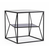 Masuta otel negru sticla Hydra 45x45x45 cm