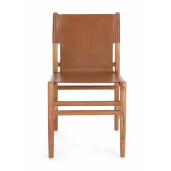 Set 2 scaune lemn maro piele naturala cognac Caroline 48x58x85 cm