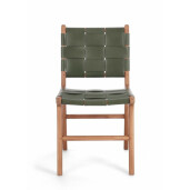 Set 2 scaune lemn maro piele naturala verde Joanna 46x59x85 cm